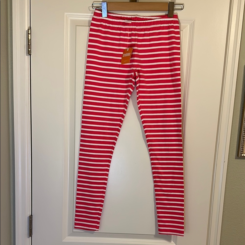 Girls Gymboree Hot Pink and White Striped Leggings size 14